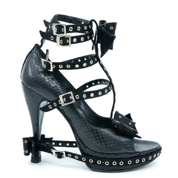 Dior Runway Python Bow Buckle Sandals - Picture 1 of 15